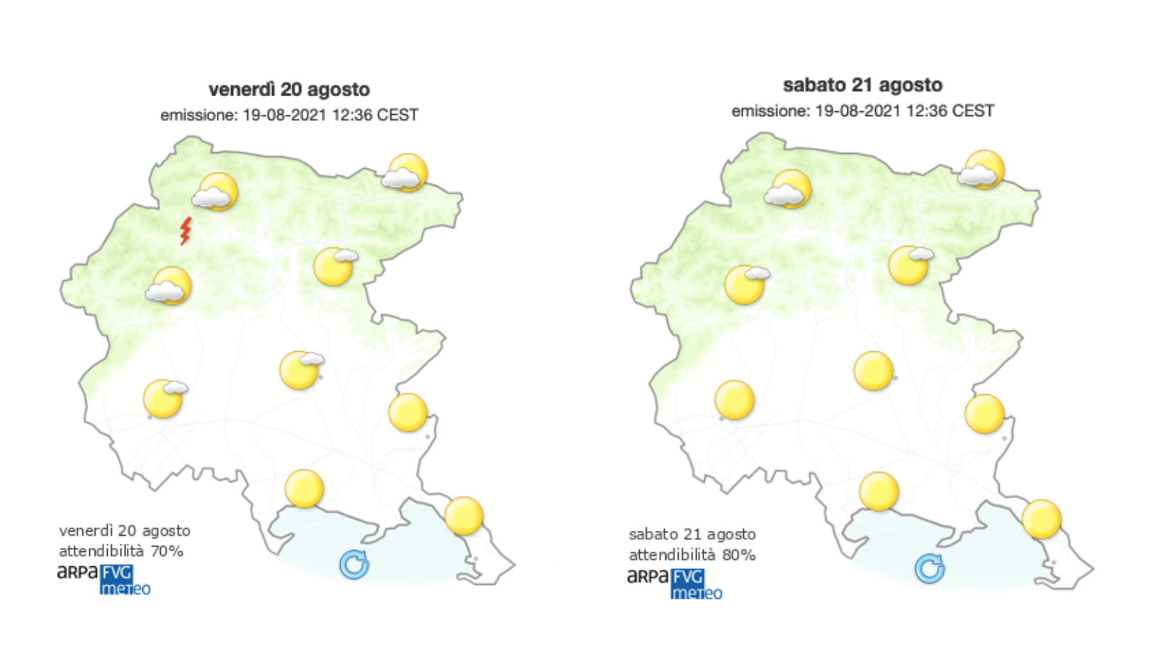 Meteo, rimane il caldo sul Goriziano e soffiano venti di brezza sulla costa